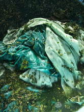 Load image into Gallery viewer, Fresh Leaf Indigo Dyed Silk Satin Cloth